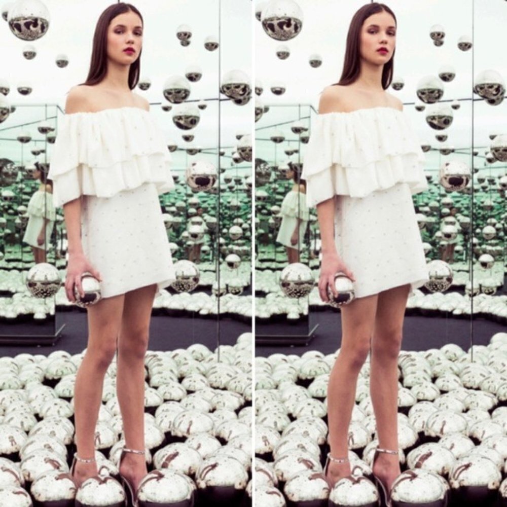 Azeeza Dress NWT Aurora Off Shoulder Mini Dress White XS new